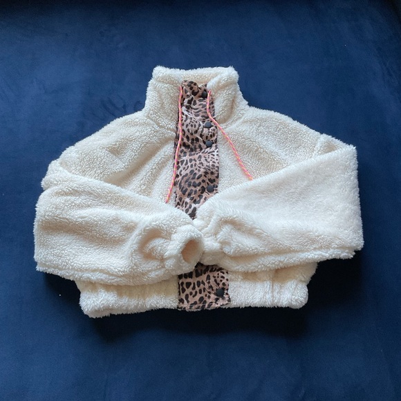 🆕AE Studio Polar Fleece Snap Front Jacket Cream - Picture 3 of 8